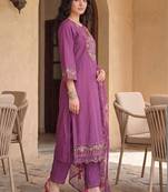 Women Floral Embroidered Regular Thread Work Kurta with Trousers & With Dupatta