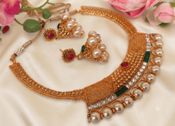 Multicolor necklace set with pearls 1