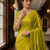 Olive Color Plain Satin Silk Blend Saree