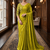 Olive Color Plain Satin Silk Blend Saree