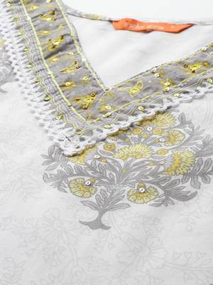 Ethnic Motifs Printed Sequinned Pure Cotton Kurta With Trousers & Dupatta 2