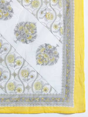 Ethnic Motifs Printed Sequinned Pure Cotton Kurta With Trousers & Dupatta 4