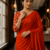 Orange Color Plain Satin Silk Blend Saree