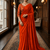 Orange Color Plain Satin Silk Blend Saree