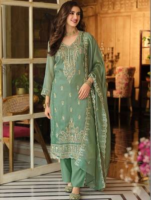 Women Ethnic Motifs Embroidered Regular Thread Work Kurta with Trousers & With Dupatta 2