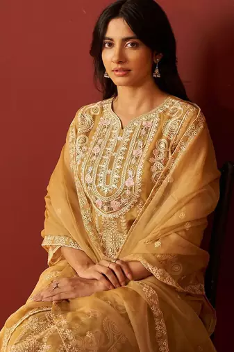 Women Ethnic Motifs Embroidered Kurta with Pyjama & Dupatta