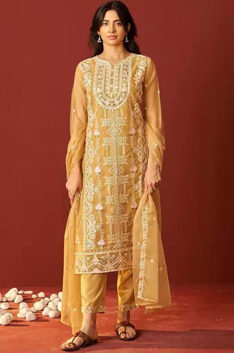 Women Ethnic Motifs Embroidered Kurta with Pyjama & Dupatta