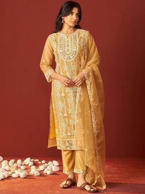 Women Ethnic Motifs Embroidered Kurta with Pyjama & Dupatta 5