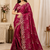 red color codding with thread embroidery work with cutwork border silk blend saree