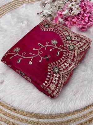red color codding with thread embroidery work with cutwork border silk blend saree 2