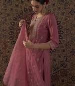 Ethnic Motifs Embroidered Regular Straight Kurta With Palazzos & Dupatta
