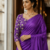 Purple Color Plain Satin Silk Blend Saree