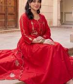 Women Ethnic Motifs Embroidered Regular Thread Work Kurta with Trousers & With Dupatta