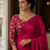 Red Color Plain Satin Silk Blend Saree