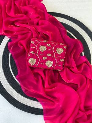 Red Color Plain Satin Silk Blend Saree 3