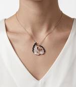 925 Sterling Silver Rose Gold Black & White CZ Swan Couple Pendant Necklace Set  for Women