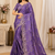 purple color codding with thread embroidery work with cutwork border silk blend saree