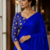 Royal Blue Color Plain Satin Silk Blend Saree