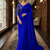 Royal Blue Color Plain Satin Silk Blend Saree