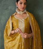 Women Embroidered Regular Sequinned Kurta with Trousers & Dupatta