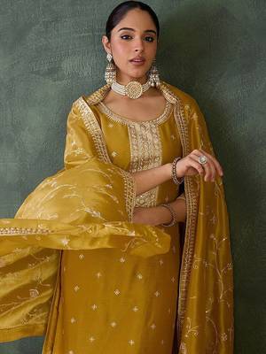 Women Embroidered Regular Sequinned Kurta with Trousers & Dupatta 3