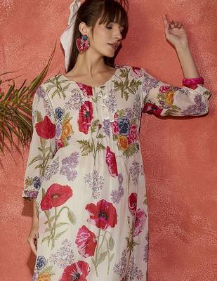 Women Floral Printed Regular Pure Cotton Kurta with Trousers 2