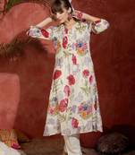 Women Floral Printed Regular Pure Cotton Kurta with Trousers