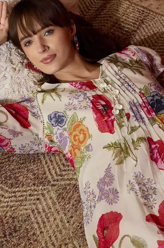 Women Floral Printed Regular Pure Cotton Kurta with Trousers
