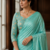 Sea Green Color Plain Satin Silk Blend Saree