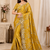  yellow color codding with thread embroidery work with cutwork border silk blend saree