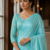 Sky Blue Color Plain Satin Silk Blend Saree