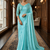 Sky Blue Color Plain Satin Silk Blend Saree