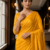 Yellow Color Plain Satin Silk Blend Saree