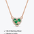 925 Sterling Silver Rose Gold Emerald  Green Heart Pendant Necklace Set  for Women