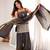 Grey vichitra silk embroidered kurta with farshi shalwar & dupatta set