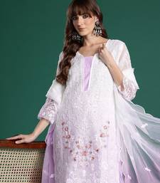 Floral Embroidered Sequinned Kurta with Trousers & Dupatta