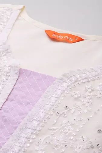 Floral Embroidered Sequinned Kurta with Trousers & Dupatta