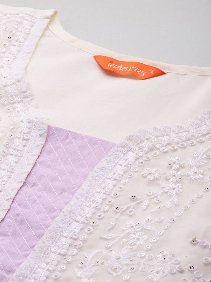 Floral Embroidered Sequinned Kurta with Trousers & Dupatta