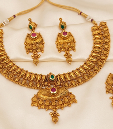 Multicolor gold plated semi bridal set
