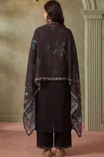 Women Floral Embroidered Regular Thread Work Kurta with Palazzos & With Dupatta