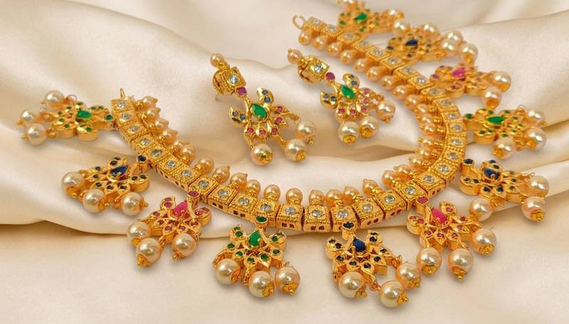 Multicolor guttapoosalu necklace set