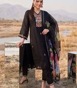 Women Floral Embroidered Regular Thread Work Kurta with Trousers & With Dupatta