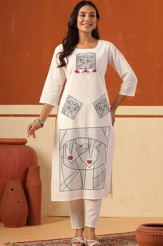 Women Printed Regular Pure Cotton Kurta with Trousers