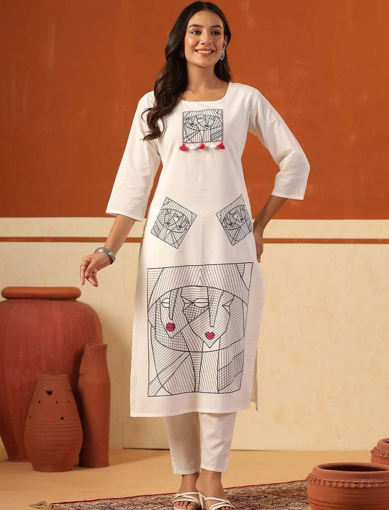 Women Printed Regular Pure Cotton Kurta with Trousers