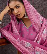 Women Floral Embroidered Regular Thread Work Pure Cotton Kurta with Trousers & With Dupatta