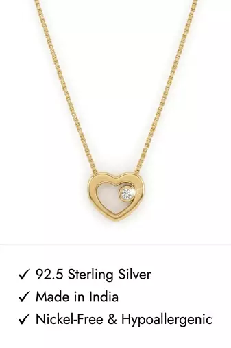 925 Sterling Silver Gold Open Solitaire CZ Heart Pendant Necklace Set  for Women