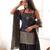 Grey vichitra silk embroidered kurta with farshi shalwar & dupatta set