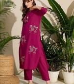 Women Ethnic Motifs Embroidered Regular Thread Work Pure Cotton Kurta with Trousers
