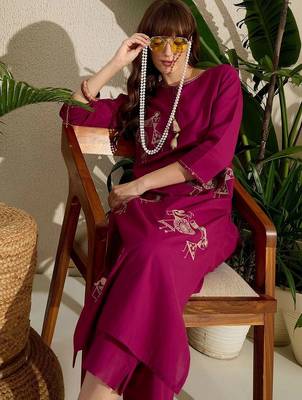 Women Ethnic Motifs Embroidered Regular Thread Work Pure Cotton Kurta with Trousers 2