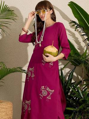 Women Ethnic Motifs Embroidered Regular Thread Work Pure Cotton Kurta with Trousers 4
